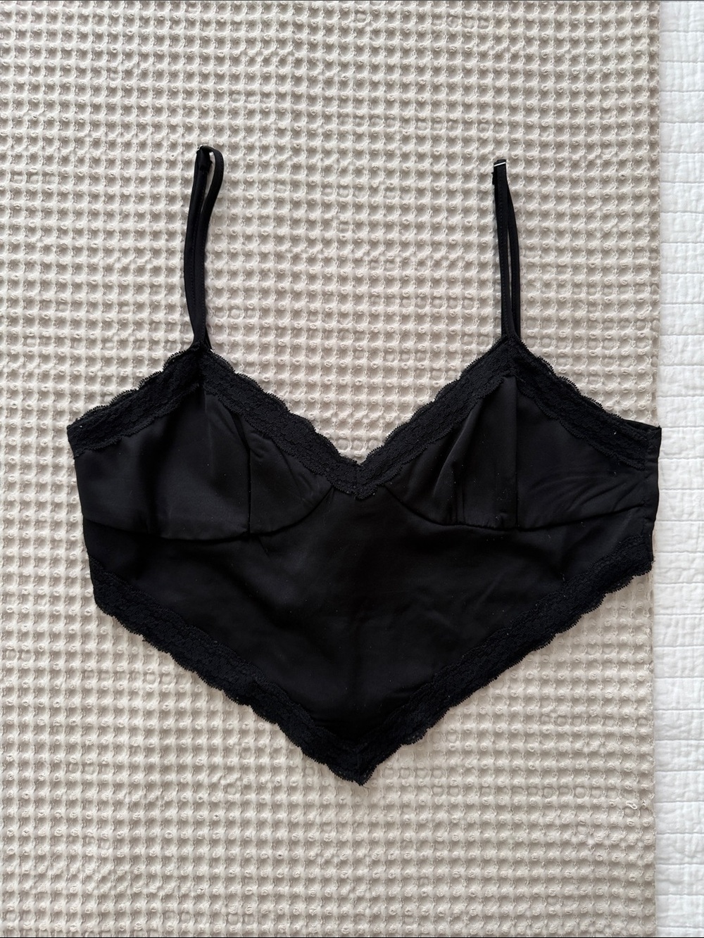 Black Silk Tie Back Top